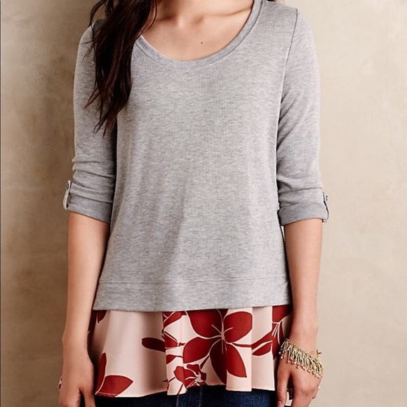 Anthropologie Tops - Anthro Little Yellow Button Layered Swing Tee